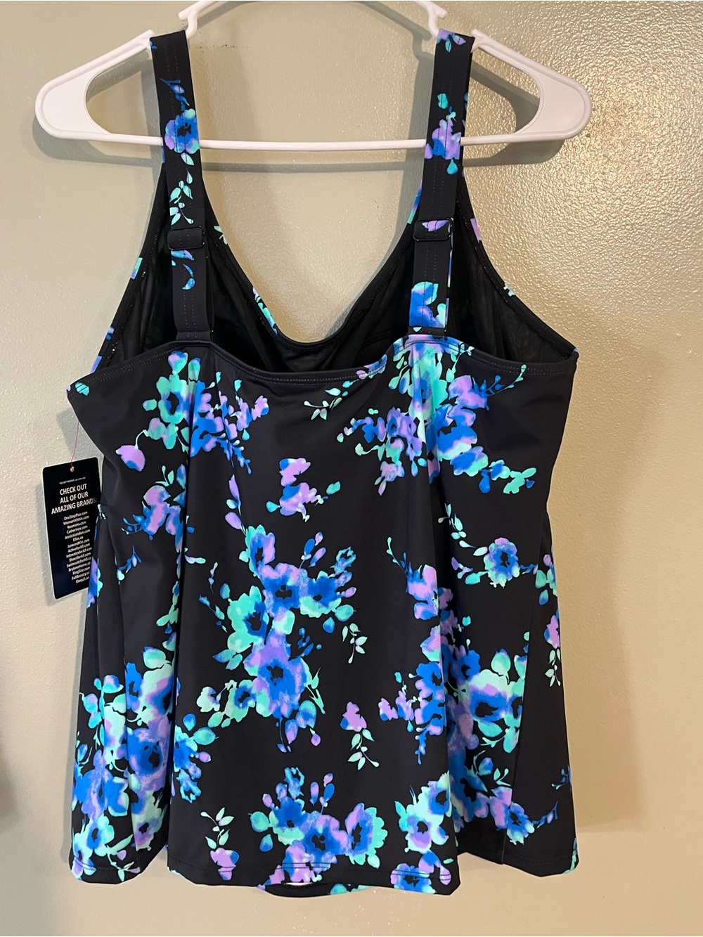 Swimsuit For All Womens Tankini Swim Top Blue Floral Size 20 NWT - Picture 2 of 11